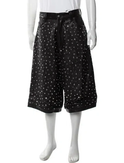 Pre-owned Earthling Vip Leather Denim Shorts W/ Tags In Black