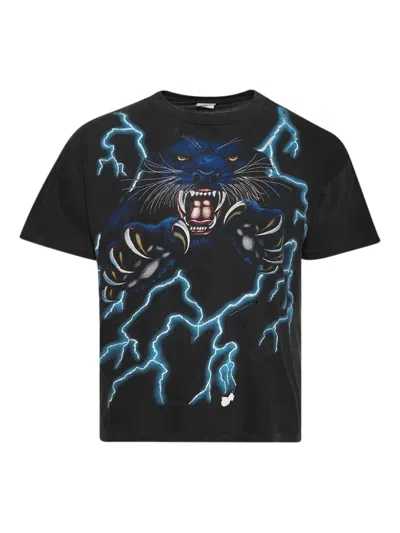 Earthling Vip Panther Lightning T-shirt In Black
