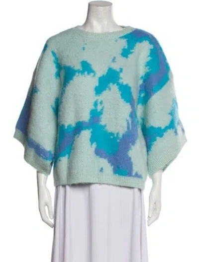 Pre-owned Earthling Vip Printed Crew Neck Sweater In Blue