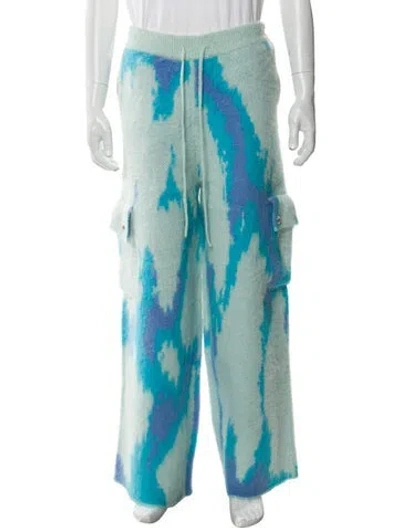 Pre-owned Earthling Vip Tie-dye Print Lounge Bottoms In Blue