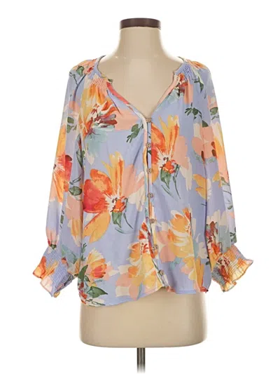 Pre-owned Easel 3/4 Sleeve Blouse In Blue