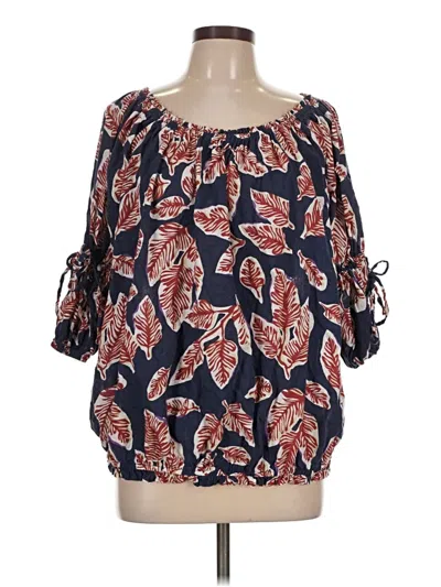 Pre-owned Easel 3/4 Sleeve Blouse In Blue