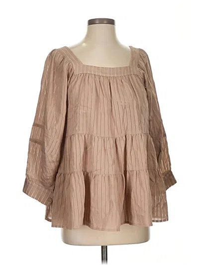 Pre-owned Easel 3/4 Sleeve Blouse In Brown
