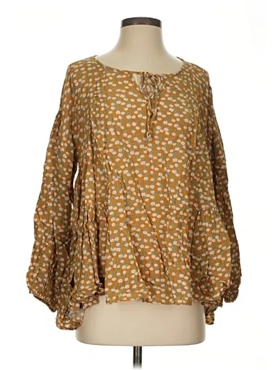 Pre-owned Easel 3/4 Sleeve Blouse In Brown