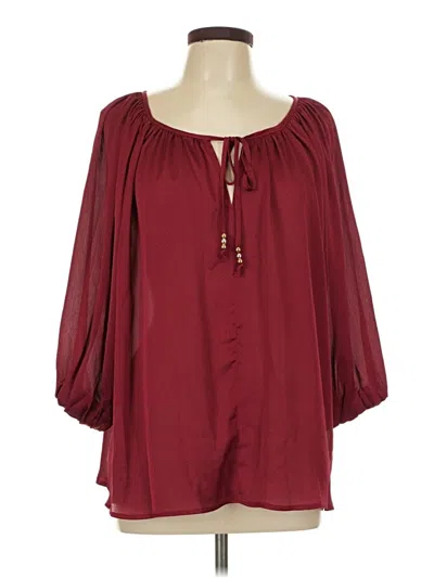 Pre-owned Easel 3/4 Sleeve Blouse In Burgundy