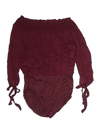 Pre-owned Easel 3/4 Sleeve Blouse In Burgundy