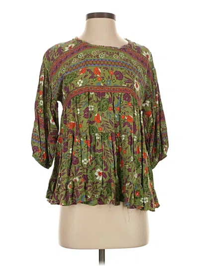 Pre-owned Easel 3/4 Sleeve Blouse In Green