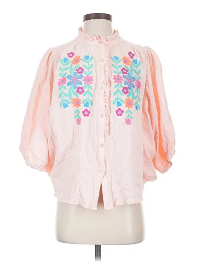 Pre-owned Easel 3/4 Sleeve Blouse In Pink