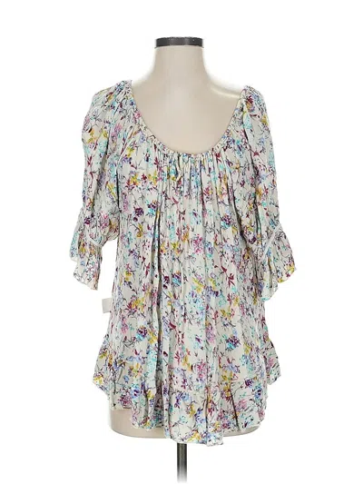 Pre-owned Easel 3/4 Sleeve Blouse In White