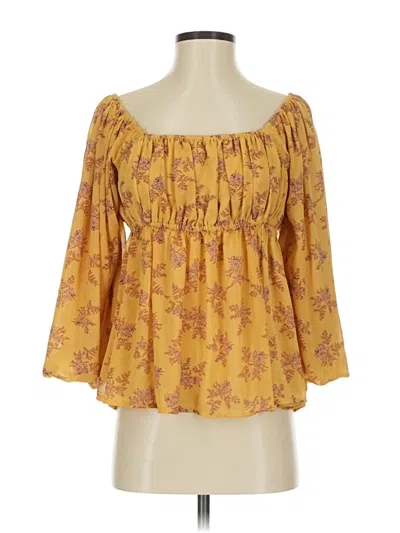 Pre-owned Easel 3/4 Sleeve Blouse In Yellow