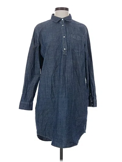 Pre-owned Easel 3/4 Sleeve Button Down Shirt In Blue