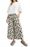 Easel Animal Print Lounge Pant In Stone Grey In Black