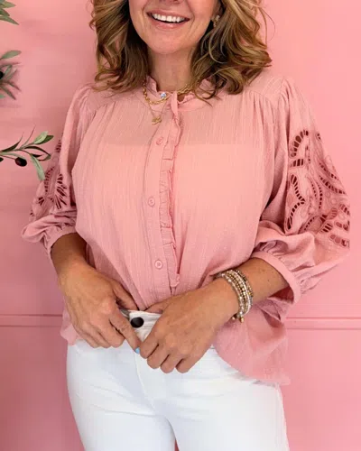 Easel Antique Rose Gauze Blouse In Pink