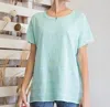 Easel Aqua Short Sleeve Top In Blue