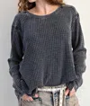 Easel Ash Waffle Top In Grey In Gray