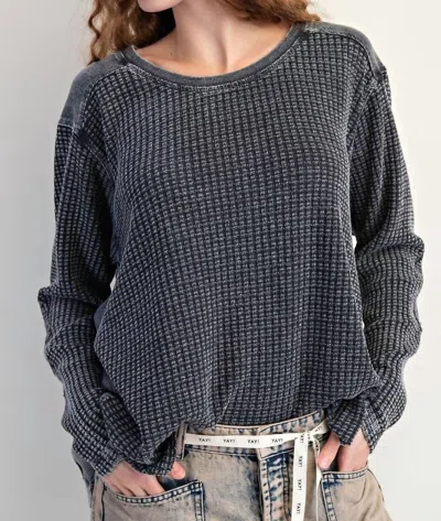 Easel Ash Waffle Top In Grey In Gray