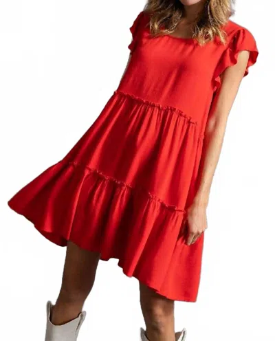 Easel Baby Doll Dress In Coral Red