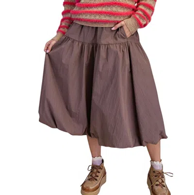 Easel Balloon Hem Parachute Midi Skirt In Brown In Gray