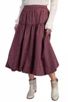 Easel Balloon Hem Parachute Midi Skirt With Side Pockets In Mulberry In Burgundy