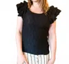 Easel Black Ruffle Sleeve Tank In Black