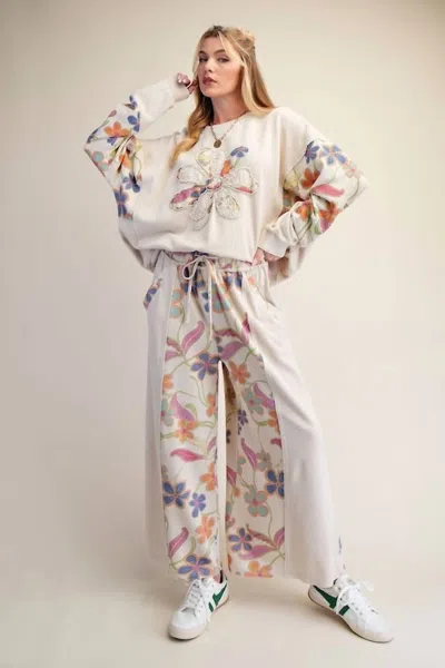 Easel Blossom Tide Pant In Cream/flowers In Multi