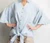 Easel Blouse In Light Blue In Blue