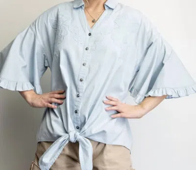 Easel Blouse In Light Blue