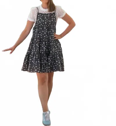 Easel Boho Bramble Floral Dress In Black In Gray