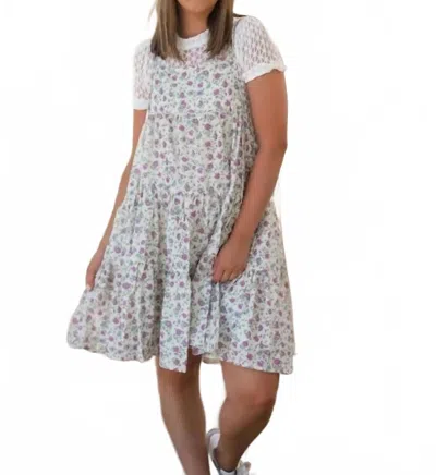 Easel Boho Bramble Floral Dress In Ivory In Multi