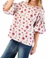 Easel Floral Printed Cotton Jersey Top In Lilac In Multi