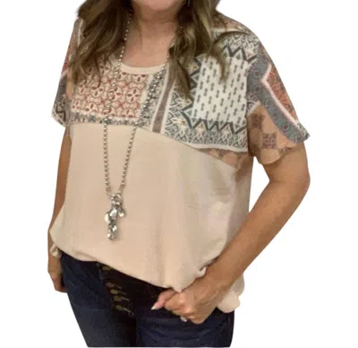 Easel Boho Top In Taupe In Nude