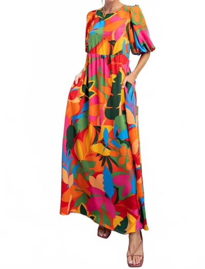 Easel Bold Floral Print Maxi Dress In Multi