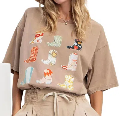 Easel Boots Print T-shirt In Mocha
