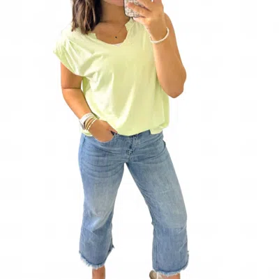 Easel Breezy Shoulder Tee In Lime In Green