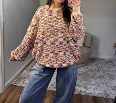 Easel Bridget Popcorn Knit Multicolor Sweater In Blueberry/oatmeal In Neutral