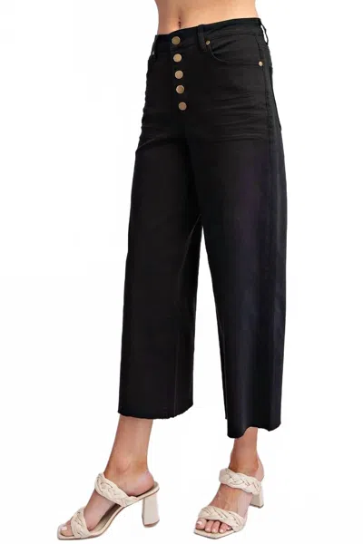 Easel Button-front High-rise Twill Pants In Black