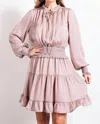 Easel Carmela Satin Dress In Pink Nude In Multi