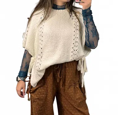 Easel Cecilia Side Tie Sweater Poncho In Off White