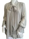 Easel Chiffon Blouse In Sage Grey In Multi