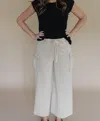 Easel Clara Mineral Wash Cargo Pants In Khaki