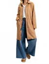 Easel Collared Neckline Midi Jacket In Brown In Brown
