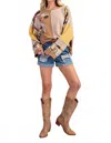 Easel Color Block Thermal Mineral Washed Pullover In Mocha Combo In Multi