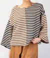 Easel Color Stripe Mix Hacci Knit Top