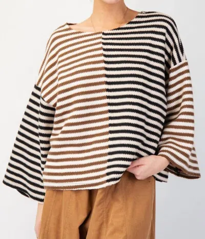 Easel Color Stripe Mix Hacci Knit Top