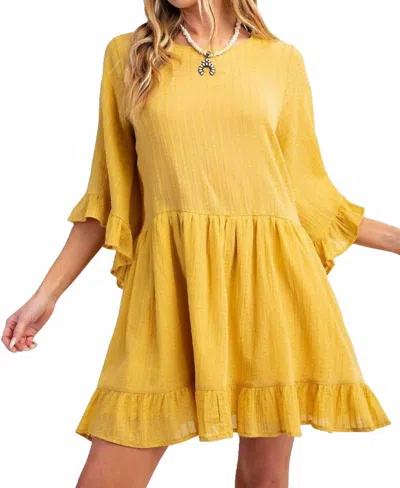 Easel Cotton Gauze Mini Dress In Gold-fish In Yellow