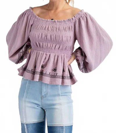 Easel Cotton Gauze Top In Dusty Lilac