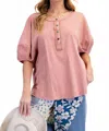 Easel Cotton Lace Knit Top In Pink In Pink
