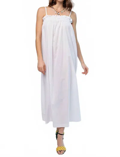 Easel Cotton Voile Cami Ruffle Solid Dress In White