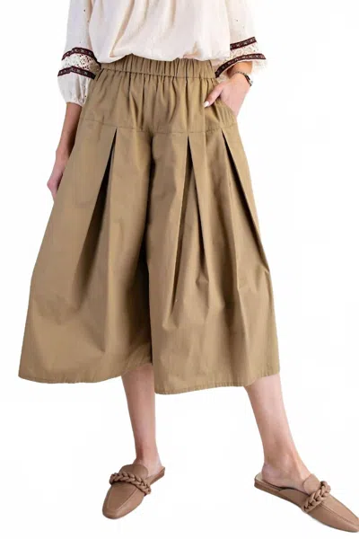Easel Cotton Voile Wide Skirt Pants In Olive-grey In Multi