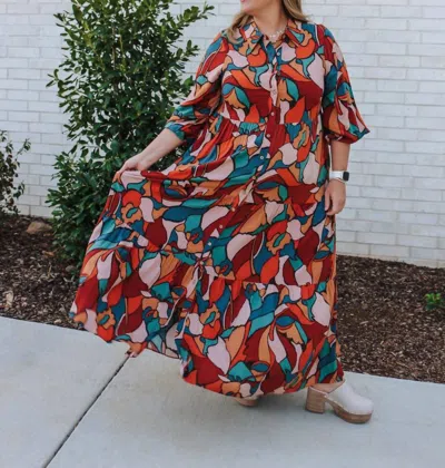 Easel Counting Down Days Maxi Dress - Plus In Teal Green In Multi